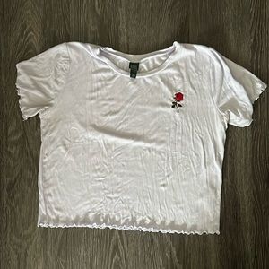 Wild Fable XL Crop Jersey T-shirt with ruffled hem detail